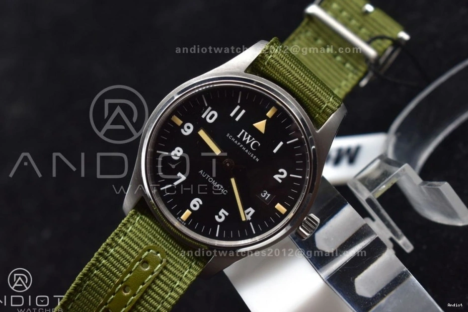 Strap Best IW327007 Green Nylon A35111 XVIII Dial Mark Edition 1:1 TO “TRIBUTE M+F XI” Black on MARK 0506